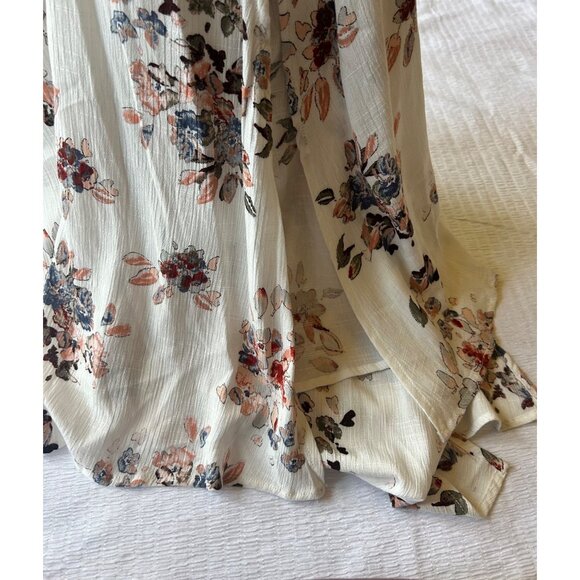 American Rag Women's M Maxi Dress Floral Blouse, Long Sleeve Side Slits - Picture 9 of 13